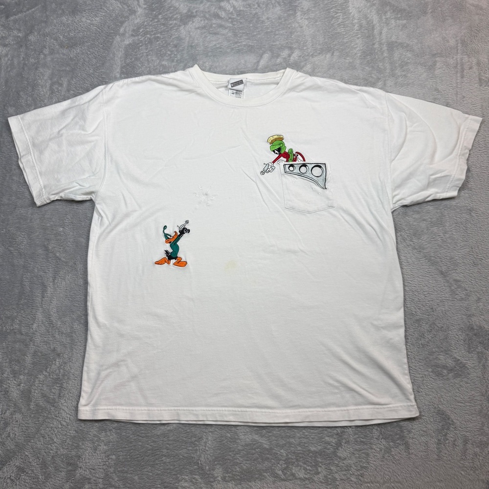 Vintage Warner Bros Studio Store T Shirt Mens XL White Looney Tunes Marvin 90s